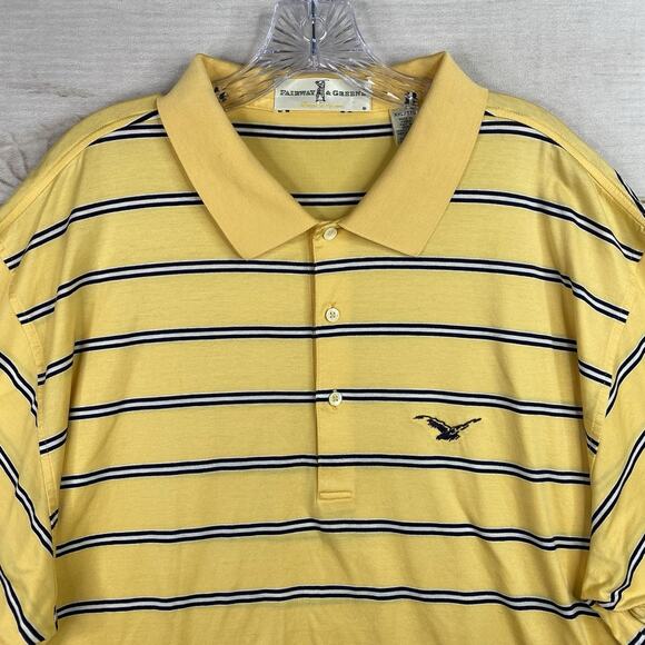 VTG Fairway & Greene Polo Shirt Mens XXL Yellow Stripe Covered Bridge 2005 - Picture 2 of 8